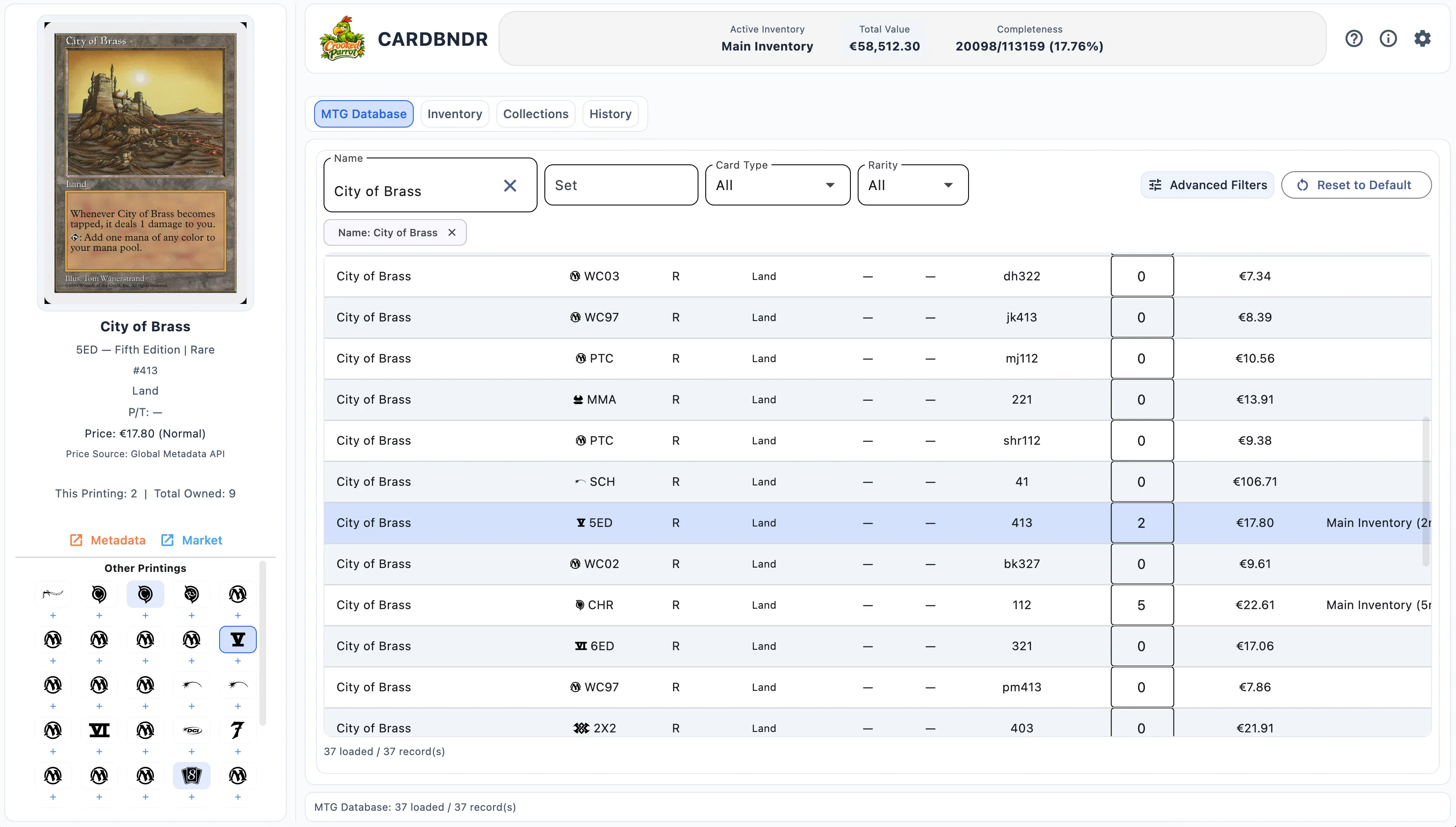 Database tab search with autocomplete chips